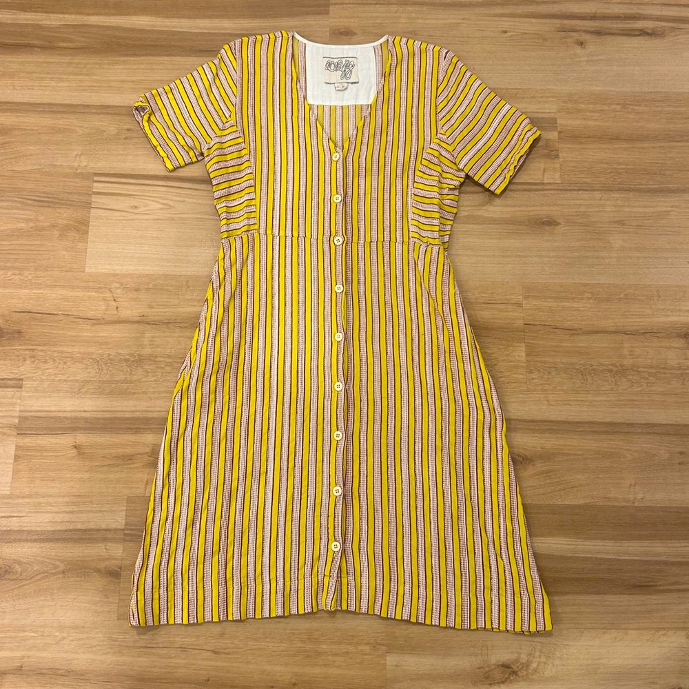 Ace & Jig Yellow & Rust Striped Shirt Dress